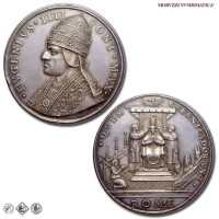 Stato Pontificio, EUGENIO IV, Condulmer, MEDAGLIA DI RESTITUZIONE IN ARGENTO, Incoronazione, 1664, Opus Girolamo Paladino, qFDC, (RR), (Modesti CNORP I 18) / medaglie papali pontificie rare d'argento | Moruzzi Numismatica