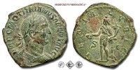 TRAIANO DECIO, SESTERZIO, 249 d.C., GENIVS EXERCITVS ILLVRICIANI / S C il Genio con patera e cornucopia; a destra, un'insegna militare, Zecca di Roma, BRONZO, qSPL, (RIC 105/R) / monete romane imperiali antiche rare (moneta romana imperiale antica rara - Impero Romano) | Moruzzi Numismatica