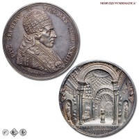 Stato Pontificio, PIO VII, Chiaramonti, MEDAGLIA ANNUALE IN ARGENTO, Ampliamento del Museo Vaticano, 1822 ANNO XXIII, Opus Giuseppe Cerbara, FDC, (R), (Bartolotti E822) / medaglie papali pontificie annuali rare d'argento | Moruzzi Numismatica