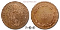Stato Pontificio, PIO IX, Mastai Ferretti, BAIOCCHI 5, 1853 ANN VII, Zecca di Bologna, RAME, qFDC, (R), (Pagani 301) / monete papali pontificie rare (moneta papale pontificia rara da collezione) | Moruzzi Numismatica