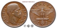 Regno d'Italia, VITTORIO EMANUELE III, CENTESIMI 5, Impero, 1936 XIV, Zecca di Roma, RAME, q​​​​​​​SPL, (R), (Pagani 917) / monete italiane moderne rare (moneta italiana moderna rara da collezione - Casa Savoia) | Moruzzi Numismatica