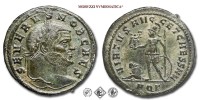 SEVERO II, Cesare, FOLLIS, 305-306 d.C., VIRTVS AVGG ET CAESS NN / AQ#G# Roma o Virtus stante in piedi con lancia e scudo nella mano sinistra, Vittoria nella mano destra; prigioniero seduto ai suoi piedi, Zecca di Aquileia, BRONZO, SPL, (RR), (RIC 73a/R) / monete romane imperiali antiche rare (moneta romana imperiale antica rara - Impero Romano) | Moruzzi Numismatica