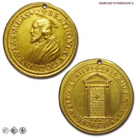 Stato Pontificio, GREGORIO XIII, Boncompagni, MEDAGLIA STRAORDINARIA IN BRONZO DORATO, Chiusura della Porta Santa in San Pietro, 1575, mSPL, (RRR), (Modesti CNORP III 731) / medaglie papali pontificie straordinarie rare da collezione | Moruzzi Numismatica