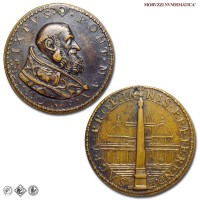 Stato Pontificio, SISTO V, Peretti, MEDAGLIA IN BRONZO, Erezione obelisco Piazza San Pietro, 1586, Opus Michele Balla, mBB, (RR), (Modesti CNORP 832) / medaglie papali pontificie rare da collezione | Moruzzi Numismatica