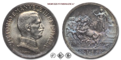Regno d'Italia, VITTORIO EMANUELE III, LIRA, Quadriga briosa, 1915, Zecca di Roma, ARGENTO, FDC, (Pagani 773) / monete italiane moderne d'argento (moneta italiana moderna da collezione - Casa Savoia) | Moruzzi Numismatica