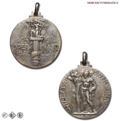 Italia, OPERA NAZIONALE BALILLA, MEDAGLIA ARGENTATA, Vis est ar dentior intur, 1929 A VII, Opus Federigo Papi, BB, (Casolari VII-38) / medaglie italiane del Ventennio Fascista (medaglie fasciste da collezione - epoca fascista - fascismo) | Moruzzi Numismatica