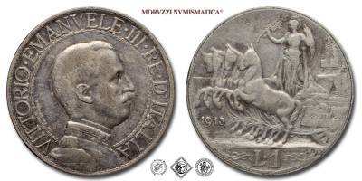 Regno d'Italia, VITTORIO EMANUELE III, LIRA, Quadriga veloce, 1913, Zecca di Roma, ARGENTO, mBB, (Pagani 772) / monete italiane moderne d'argento (moneta italiana moderna da collezione - Casa Savoia) | Moruzzi Numismatica