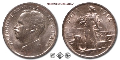 Regno d'Italia, VITTORIO EMANUELE III, CENTESIMO, Italia su prora, 1914, Zecca di Roma, RAME, ​​​​​mSPL, (Pagani 951) / monete italiane moderne (moneta italiana moderna da collezione - Casa Savoia) | Moruzzi Numismatica