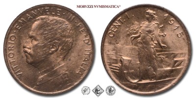 Regno d'Italia, VITTORIO EMANUELE III, CENTESIMO, Italia su prora, 1915, Zecca di Roma, RAME, qFDC, (Pagani 952) / monete italiane moderne (moneta italiana moderna da collezione - Casa Savoia) | Moruzzi Numismatica