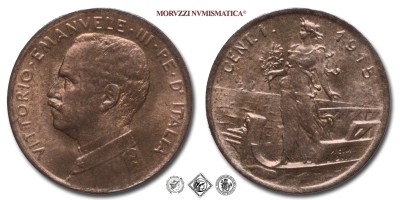 Regno d'Italia, VITTORIO EMANUELE III, CENTESIMO, Italia su prora, 1915, Zecca di Roma, RAME, qFDC, (Pagani 952) / monete italiane moderne (moneta italiana moderna da collezione - Casa Savoia) | Moruzzi Numismatica