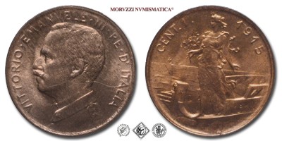 Regno d'Italia, VITTORIO EMANUELE III, CENTESIMO, Italia su prora, 1915, Zecca di Roma, RAME, qFDC, (Pagani 952) / monete italiane moderne (moneta italiana moderna da collezione - Casa Savoia) | Moruzzi Numismatica