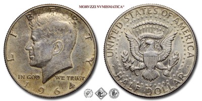 Stati Uniti d'America, DOLLARO 1/2, Kennedy, 1964, Zecca di Denver, ARGENTO, mBB, (KM 202) / USA - United States of America Silver Half Dollar COINS (monete mondiali moderne da collezione - mezzi dollari americani - moneta mondiale moderna d'argento) | Moruzzi Numismatica