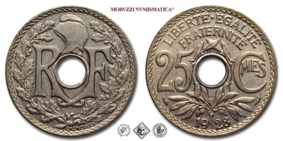 Francia, TERZA REPUBBLICA, CENTESIMI 25, Lindauer, 1928, Zecca di Parigi, NICHEL, qFDC, (Gadoury 380) / France Troisième République 25 Centimes Monnaie de Paris pièces de monnaies françaises (World coins - monete mondiali europee francesi - moneta mondiale europea francese da collezione) | Moruzzi Numismatica