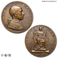 Città del Vaticano, PIO XII, Pacelli, MEDAGLIA ANNUALE IN BRONZO, Esortazione alla Pace (OPVS IVSTITIAE PAX), 1940 A II, Opus Aurelio Mistruzzi, q​​​​​​​FDC, (RR), (Bartolotti E940) / medaglie papali pontificie annuali rare (medaglia papale pontificia annuale rara da collezione) | Moruzzi Numismatica