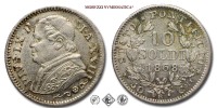 Stato Pontificio, PIO IX, Mastai Ferretti, SOLDI 10, 1868 A XXIII, Zecca di Roma, ARGENTO, qFDC, (Pagani 580) / monete papali pontificie d'argento (moneta papale pontificia da collezione) | Moruzzi Numismatica