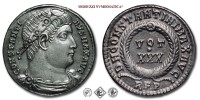 COSTANTINO I, PICCOLO BRONZO, 329-330 d.C., D N CONSTANTINI MAX AVG / VOT XXX / RFP in corona laurea, Zecca di Roma, SPL, (R), (RIC 322/R) / monete romane imperiali antiche rare (moneta romana imperiale antica rara - Impero Romano) | Moruzzi Numismatica