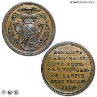 Stato Pontificio, SEDE VACANTE 1769, MEDAGLIA IN BRONZO, Vice Cancelliere Card. E. Stuart - Duca di York, FDC, (RR), (Boccia 65) / medaglie papali pontificie rare delle Sedi Vacanti | Moruzzi Numismatica