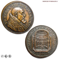 Stato Pontificio, URBANO VIII, Barberini, MEDAGLIA ANNUALE IN BRONZO, Battistero Costantiniano Basilica Lateranense, 1638 A XIIII, Opus Gaspare Mola, mSPL, (RR), (Miselli 288) / medaglie papali pontificie annuali rare da collezione | Moruzzi Numismatica