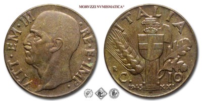 Regno d'Italia, VITTORIO EMANUELE III, CENTESIMI 10, Impero, 1943 XXI, Zecca di Roma, BRONZITAL, q​​​​​​​FDC, (Pagani 891) / monete italiane moderne (moneta italiana moderna da collezione - Casa Savoia) | Moruzzi Numismatica