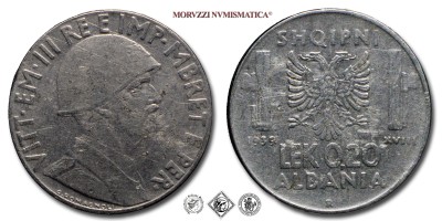 Regno d'Italia, Albania, VITTORIO EMANUELE III, LEK 0,20, Antimagnetica, 1939 A XVIII, Zecca di Roma, ACMONITAL, BB, (Pagani 1002) / monete italiane albanesi coloniali moderne (moneta italiana albanese coloniale moderna da collezione - Casa Savoia) | Moruzzi Numismatica