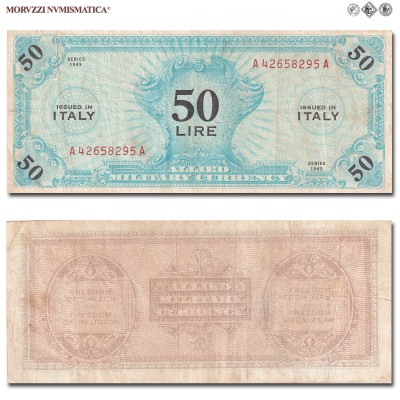 Italia, Occupazione Americana, ALLIED MILITARY CURRENCY, AM LIRE 50, 1943, Tipografia: FLC (Forbes Lithograph Corporation), BB​​​​​​​, (Crapanzano OS44) / banconote italiane (cartamoneta italiana - banconota da collezione) | Moruzzi Numismatica