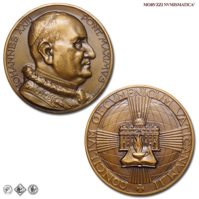 Città del Vaticano, GIOVANNI XXIII, Roncalli, MEDAGLIA PRIVATA IN BRONZO, Concilio Vaticano II - San Pietro con lampada, 1962, Opus Costantino Affer, FDC, (NC), (Modesti 191) / medaglie papali pontificie private da collezione | Moruzzi Numismatica