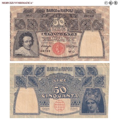 Regno d'Italia, Vittorio Emanuele III, BANCO DI NAPOLI, LIRE 50, Salvator Rosa, 31.05.1915, Firme: Miraglia, Mancini, q​​​​​​​SPL, (NC), (Crapanzano NA130) / banconote italiane (cartamoneta italiana - biglietti da collezione - banconota di Casa Savoia) | Moruzzi Numismatica