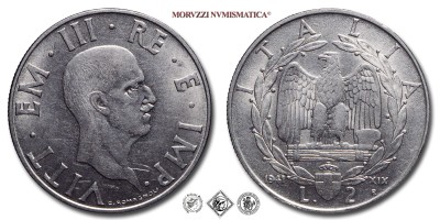 Regno d'Italia, VITTORIO EMANUELE III, LIRE 2, Impero, 1941 XIX, Zecca di Roma, ACMONITAL, mSPL, (Pagani 760) / monete italiane moderne (moneta italiana moderna da collezione - Casa Savoia) | Moruzzi Numismatica