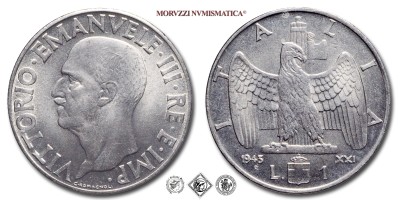 Regno d'Italia, VITTORIO EMANUELE III, LIRA, Impero, 1943 XXI, Zecca di Roma, ACMONITAL, qFDC, (R), (Pagani 797) / monete italiane moderne rare (moneta italiana moderna rara da collezione - Casa Savoia) | Moruzzi Numismatica
