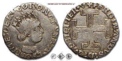 Regno di Napoli, FERDINANDO I D'ARAGONA, CORONATO, 1458-1494, + FERDINANDVS : D: G: R. SICILIE: IER ° V ° croce potenziata rigata, Zecca di Napoli, ARGENTO, BB, (Pannuti-Riccio 15 var.) / monete italiane preunitarie moderne (moneta napoletana d'argento - monete napoletane - monete aragonesi da collezione) | Moruzzi Numismatica