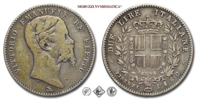 Regno d'Italia, VITTORIO EMANUELE II, Re eletto, LIRE 2, 1860, Zecca di Firenze, ARGENTO, qBB, (R), (Pagani 436) / monete italiane moderne rare d'argento (moneta italiana moderna rara da collezione - Casa Savoia) | Moruzzi Numismatica