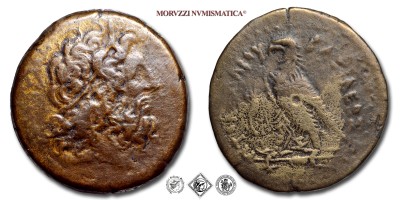Egitto, TOLOMEO IV, Philopator, BRONZO, 221-204 a.C., testa diademata di Zeus Ammon / ΠΤΟΛEMAIOY BAΣΙΛΕΩΣ aquila su fulmine e una cornucopia, Zecca di Alessandria, MB, (Sear 7841) / monete greche tolemaiche antiche (moneta greca antica da collezione) | Moruzzi Numismatica