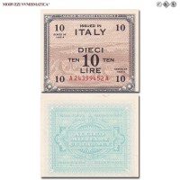 Italia, Occupazione Americana, ALLIED MILITARY CURRENCY, AM LIRE 10, Bilingue, 1943 A, Tipografia: FLC (Forbes Lithograph Corporation), FDS​​​​​​​, (Crapanzano OS57A) / banconote italiane (cartamoneta italiana - banconota da collezione) | Moruzzi Numismatica