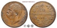 Regno d'Italia, UMBERTO I, CENTESIMI 10, 1894 R, Zecca di Roma, RAME, mB​​​​​​​, (R), (Pagani 615) / monete italiane moderne rare (moneta italiana moderna rara da collezione - Casa Savoia) | Moruzzi Numismatica