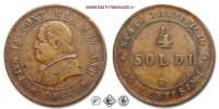 Stato Pontificio, PIO IX, Mastai Ferretti, SOLDI 4, 1868 ANN XXII, Zecca di Roma, RAME, mBB, (Pagani 593) / monete papali da collezione (monete pontificie - moneta papale da 20 CENTESIMI) | Moruzzi Numismatica