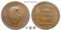 Regno delle due Sicilie, FERDINANDO II DI BORBONE, TORNESI 5, 1848, Zecca di Napoli, RAME, qFDC, (Pannuti-Riccio 221) / monete italiane napoletane borboniche preunitarie (moneta italiana napoletana borbonica preunitaria da collezione) | Moruzzi Numismatica