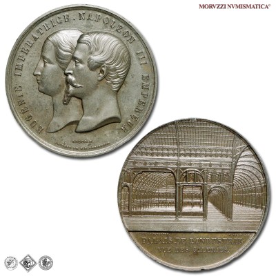 Francia, NAPOLEONE III, Imperatore, MEDAGLIA IN ZINCO, 1855, Opus Armand-Auguste Caqué, Gervais e C., mSPL / France EMPIRE FRANÇAIS NAPOLEON III EMPEREUR Médailles de ZINC pour le PALAIS DE L'INDUSTRIE VUE DES GALERIES (medaglie mondiali europee francesi da collezione) | Moruzzi Numismatica