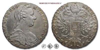 Austria, MARIA TERESA, TALLERO RICONIO, 1780, Zecca di Vienna, ARGENTO, SPL, (KM T1) / Silbertaler von Maria Theresia von Österreich (Maria Theresa of Austria Silver Thaler - World coins - monete mondiali europee austriache d'argento - moneta mondiale europea austriaca - talleri da collezione) | Moruzzi Numismatica