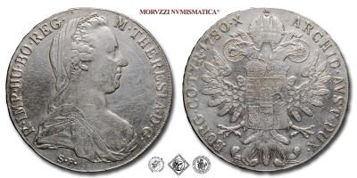 Austria, MARIA TERESA, TALLERO RICONIO, 1780, Zecca di Vienna, ARGENTO, mBB, (KM T1) / Silbertaler von Maria Theresia von Österreich (Maria Theresa of Austria Silver Thaler - World coins - monete mondiali europee austriache d'argento - moneta mondiale europea austriaca - talleri da collezione) | Moruzzi Numismatica