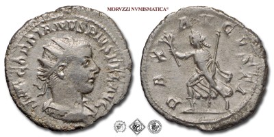 GORDIANO III PIO, ANTONINIANO, 238-239 d.C., PAX AVGVSTI la Pax tiene un ramoscello ed un'asta, Zecca di Roma, ARGENTO, BB, (RIC 3) / monete romane imperiali antiche d'argento (moneta romana imperiale antica - Impero Romano) | Moruzzi Numismatica