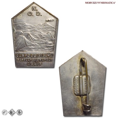 Italia, VENTENNIO FASCISTA, OND, DISTINTIVO, A XIV, CAMPO QUISISANA DOPOLAVORO NAPOLI, mSPL, (NC) / distintivi italiani fascisti del Ventennio Fascista da collezione (epoca fascista - fascismo italiano) | Moruzzi Numismatica