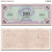 Italia, Occupazione Americana, ALLIED MILITARY CURRENCY, AM LIRE 100, Monolingua, Serie A-A, 1943, Tipografia: FLC (Forbes Lithograph Corporation), qBB, (Crapanzano OS47) / banconote italiane (cartamoneta italiana - banconota da collezione) | Moruzzi Numismatica