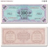 Italia, Occupazione Americana, ALLIED MILITARY CURRENCY, AM LIRE 100, Bilingue, Serie A-C, 1943 A, Tipografia: FLC (Forbes Lithograph Corporation), FDS, (Crapanzano OS61C) / banconote italiane (cartamoneta italiana - banconota da collezione) | Moruzzi Numismatica