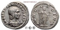 GIULIA SOEMIA, DENARIO, 218-222 d.C., IVNO REGINA Giunone stante con lungo scettro, Zecca di Roma, ARGENTO, SPL, (RIC 237) / monete romane imperiali antiche d'argento (moneta romana imperiale antica - Impero Romano) | Moruzzi Numismatica