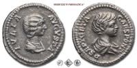 GIULIA DOMNA, DENARIO, 193-217 d.C., IVLIA AVGVSTA busto ammantato / P SEPT GETA CAES PONT busto con paludamento e corazza, Zecca di Roma, ARGENTO, mBB, (R), (RIC 571/R) / monete romane imperiali antiche rare d'argento (moneta romana imperiale antica rara - Impero Romano) | Moruzzi Numismatica