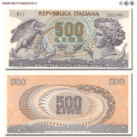 Repubblica Italiana, BIGLIETTO DI STATO, LIRE 500, Aretusa, 20.06.1966, Firme: Stammati, Gubbels, Ventura Signoretti, FDS, (Crapanzano BS58) / banconote italiane (cartamoneta italiana - biglietti da collezione - banconota da cinquecento lire) | Moruzzi Numismatica
