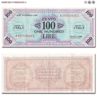 Italia, Occupazione Americana, ALLIED MILITARY CURRENCY, AM LIRE 100, Bilingue, Serie A-C, 1943 A, Tipografia: FLC (Forbes Lithograph Corporation), SPL, (Crapanzano OS61C) / banconote italiane (cartamoneta italiana - banconota da collezione) | Moruzzi Numismatica