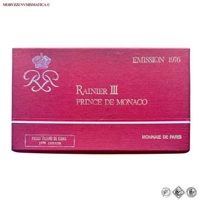 Principato di Monaco, RANIERI III, SERIE DI 9 VALORI CON 50 FRANCHI IN ARGENTO, 1976, Zecca di Parigi, FDC, (Gadoury p. 501) / Rainier III Prince de Monaco CINQUANTE FRANCS Paris pièces de monnaies monégasques (monete mondiali europee monegasche d'argento - moneta mondiale europea monegasca da collezione) | Moruzzi Numismatica