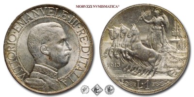 Regno d'Italia, VITTORIO EMANUELE III, LIRA, Quadriga veloce, 1913, Zecca di Roma, ARGENTO, FDC, (Pagani 772) / monete italiane moderne d'argento (moneta italiana moderna da collezione - Casa Savoia) | Moruzzi Numismatica