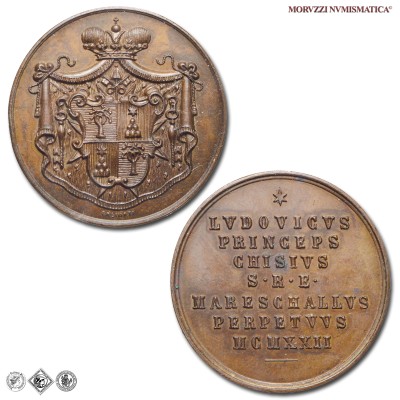 Stato Pontificio, SEDE VACANTE 1922, MEDAGLIA IN BRONZO, Maresciallo del Conclave Principe Ludovico Chigi, Opus bottega di Pasinati a Roma, FDC, (R), (Boccia 116) / medaglie papali pontificie rare delle Sedi Vacanti | Moruzzi Numismatica